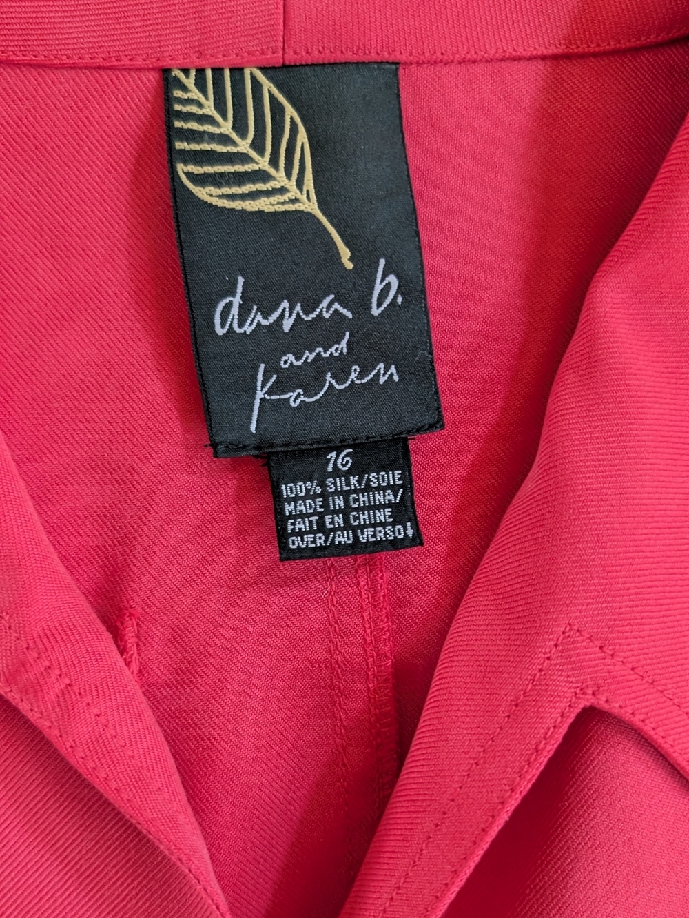 NWT Dana B + Karen Silk Overshirt / Shacket in Coral Pink - Picture 6 of 10